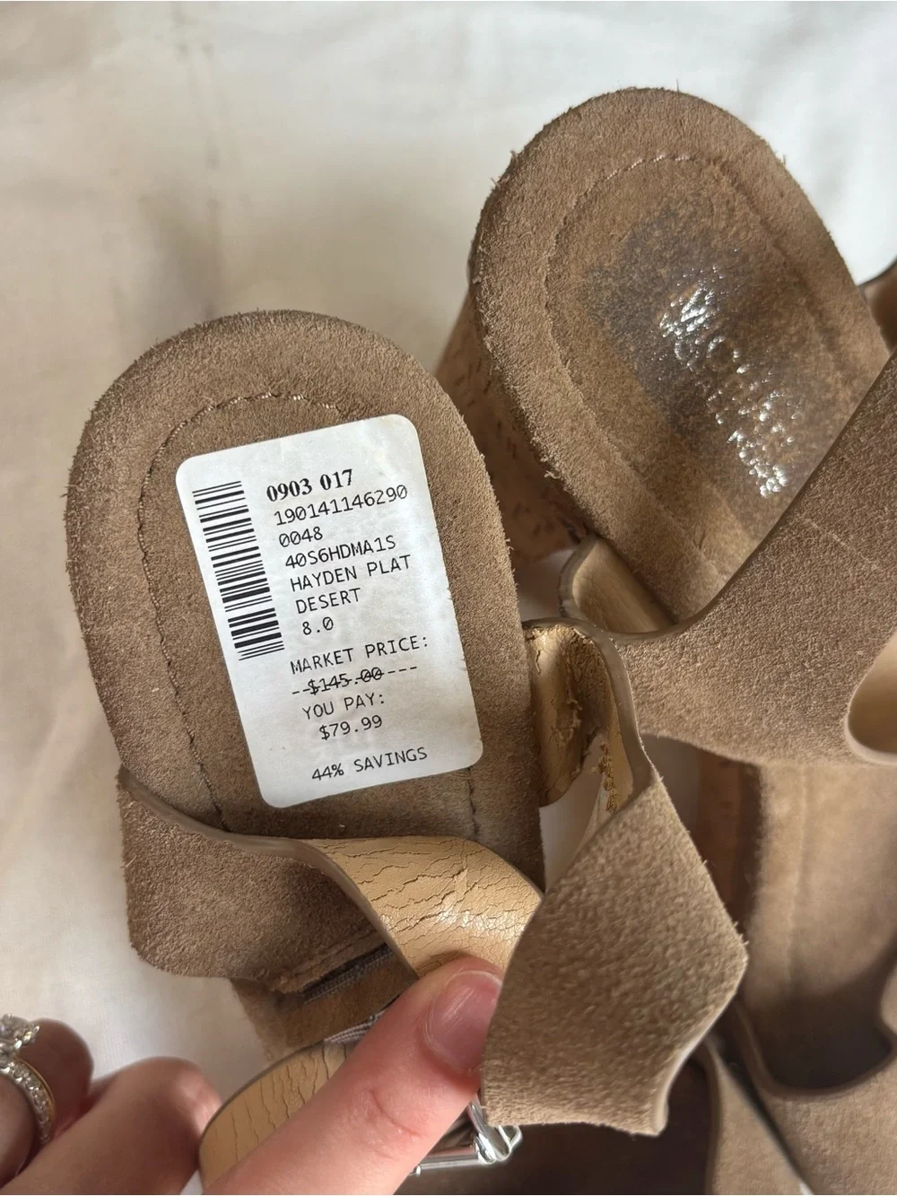 Michael Kors Hayden Tan Suede Cork Platform Sandal